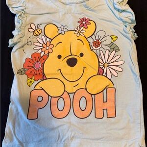 Disney Pooh Kids Tee - Light Blue with Floral Design